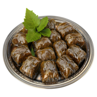 3d representación de un uva hojas dolma relleno carne en transparente antecedentes png