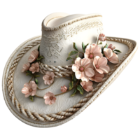 3D Rendering of a Flowers on a Cowboy Hat on Transparent Background png