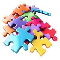 3D Rendering of a Colorful Jigsaw Puzzle on Transparent Background png