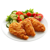 3d interpretazione di un' fritte pollo pepite nel un' piatto su trasparente sfondo png