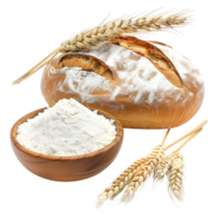 3d Rendern von ein Brot mit Mehl auf transparent Hintergrund png