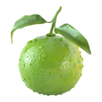 3D Rendering of a Green Oranges on Transparent Background png