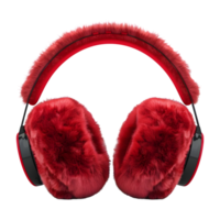 3d tolkning av en röd päls hörlurar eller headsetet på transparent bakgrund png