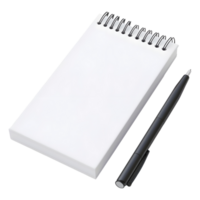 3d Renderização do uma bloco de anotações com caneta em transparente fundo png
