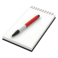 3D Rendering of a Notepad with Pen on Transparent Background png