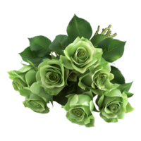 3D Rendering of a Green Flowers with Leaves on Transparent Background png