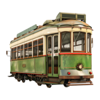 3D Rendering of a Historic Tram on Transparent Background png