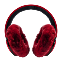 3d tolkning av en röd päls hörlurar eller headsetet på transparent bakgrund png