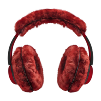 3D Rendering of a Red Fur Headphone or Headset on Transparent Background png