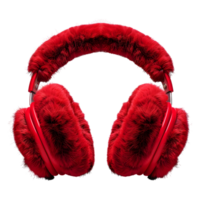 3D Rendering of a Red Fur Headphone or Headset on Transparent Background png