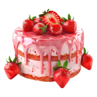 3D Rendering of a Strawberry Cake on Transparent Background png