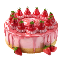 3D Rendering of a Strawberry Cake on Transparent Background png