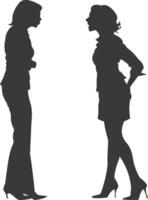 silhouette boss shouts at women employee full body black color only vector