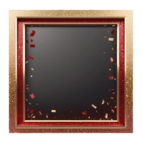 Abstract realistic modern frame red and golden Glitter png