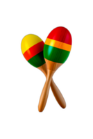 Wooden colorful traditional mexican maracas png