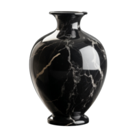 Black marble glossy round vase isolated image png