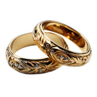 Gold rings with ornament isolated image png