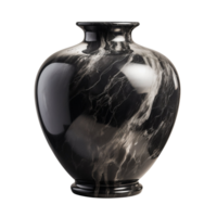 Black marble glossy round vase png