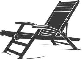 silhouette beach chair full black color only vector