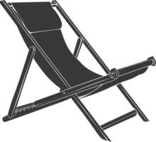 silhouette beach chair full black color only vector