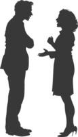 silhouette boss shouts at women employee full body black color only vector