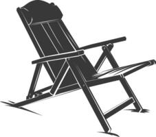 silhouette beach chair full black color only vector