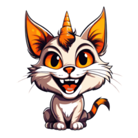 ilustração do uma feliz chifrudo gato png