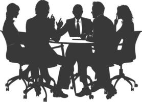 silhouette business people meeting brainstorming full body black color only vector