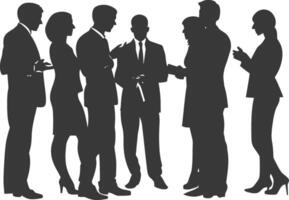 silhouette business people meeting brainstorming full body black color only vector