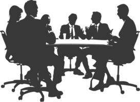 silhouette business people meeting brainstorming full body black color only vector