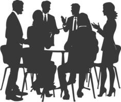 silhouette business people meeting brainstorming full body black color only vector