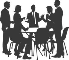 silhouette business people meeting brainstorming full body black color only vector