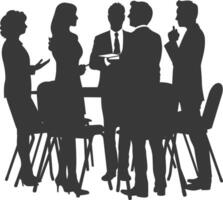 silhouette business people meeting brainstorming full body black color only vector