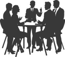 silhouette business people meeting brainstorming full body black color only vector