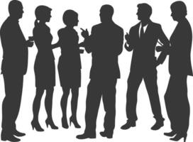 silhouette business people meeting brainstorming full body black color only vector