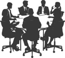 silhouette business people meeting brainstorming full body black color only vector