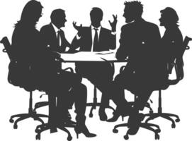 silhouette business people meeting brainstorming full body black color only vector