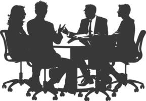 silhouette business people meeting brainstorming full body black color only vector