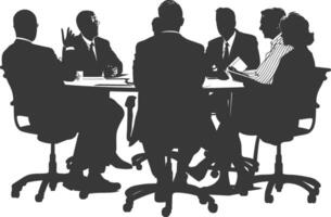 silhouette business people meeting brainstorming full body black color only vector