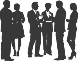 silhouette business people meeting brainstorming full body black color only vector