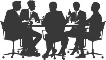 silhouette business people meeting brainstorming full body black color only vector