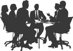 silhouette business people meeting brainstorming full body black color only vector