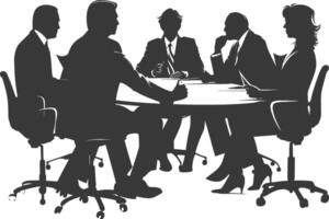 silhouette business people meeting brainstorming full body black color only vector