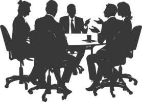 silhouette business people meeting brainstorming full body black color only vector