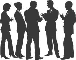 silhouette business people meeting brainstorming full body black color only vector