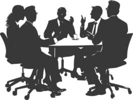 silhouette business people meeting brainstorming full body black color only vector