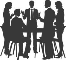 silhouette business people meeting brainstorming full body black color only vector