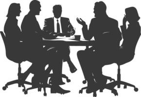 silhouette business people meeting brainstorming full body black color only vector