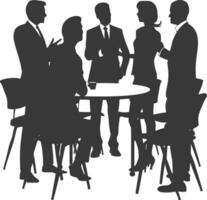 silhouette business people meeting brainstorming full body black color only vector