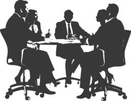 silhouette business people meeting brainstorming full body black color only vector